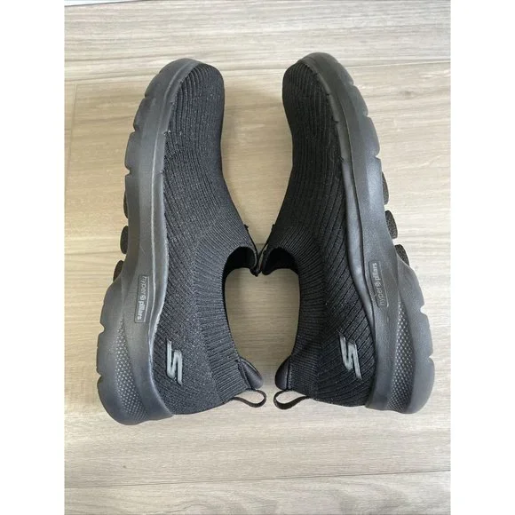 Women's Skechers Go Walk Black Sparkly hyper pillars Size 10 Slip-on’s Mint! - Picture 8 of 11